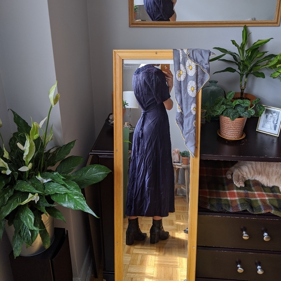 Vintage long button-up dress with short sleeves - Picture 3 of 10